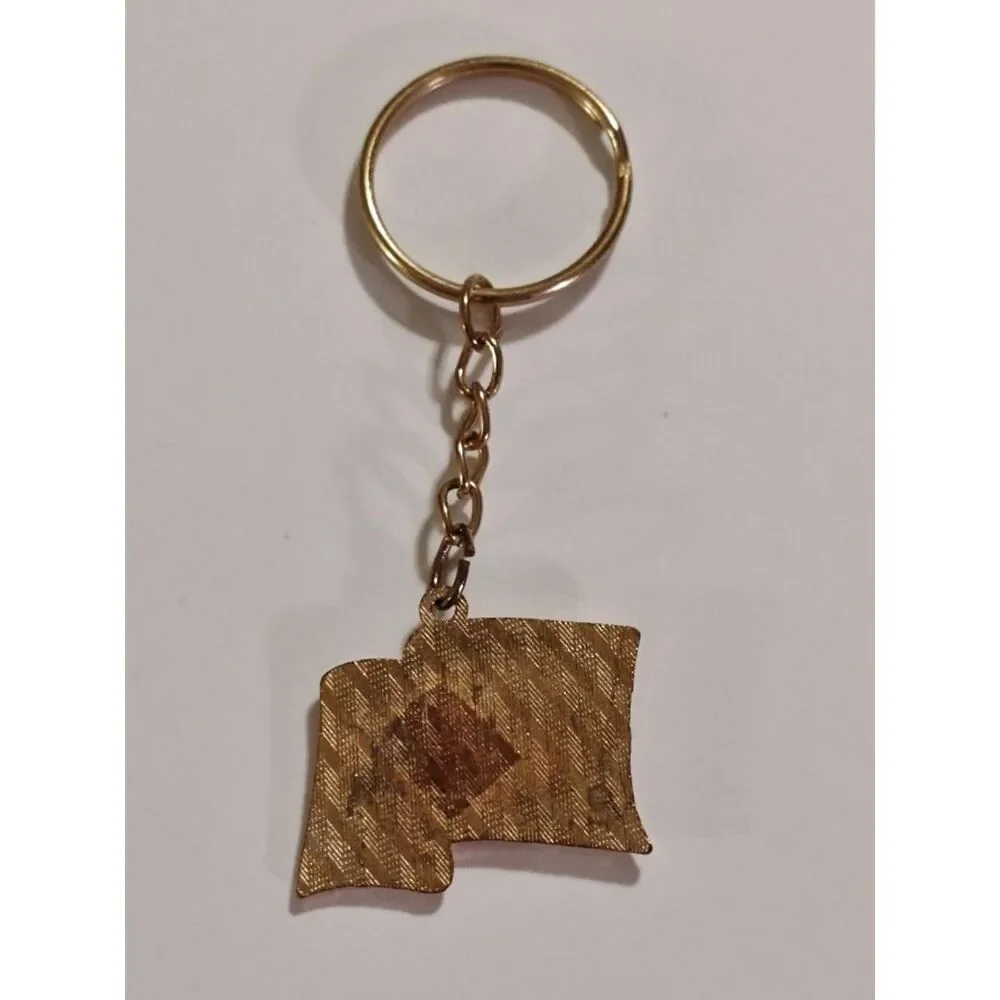 VTG Style Collectible Gold Tone Patriotic USA Emblem American Flag Keychain